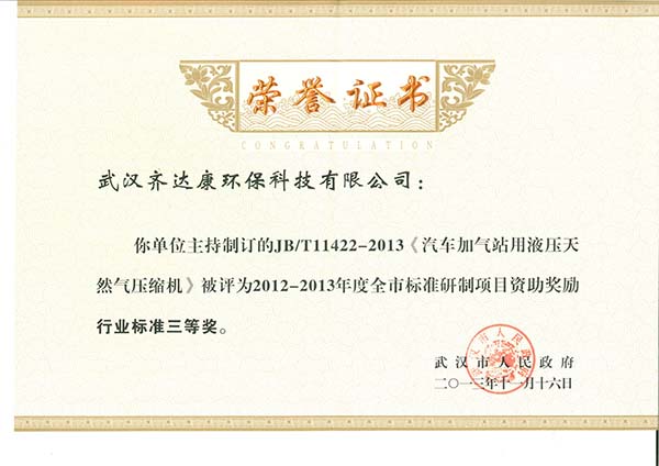 齊達康-牽頭起草制定行業(yè)標(biāo)準(zhǔn)獲得項目資助獎勵